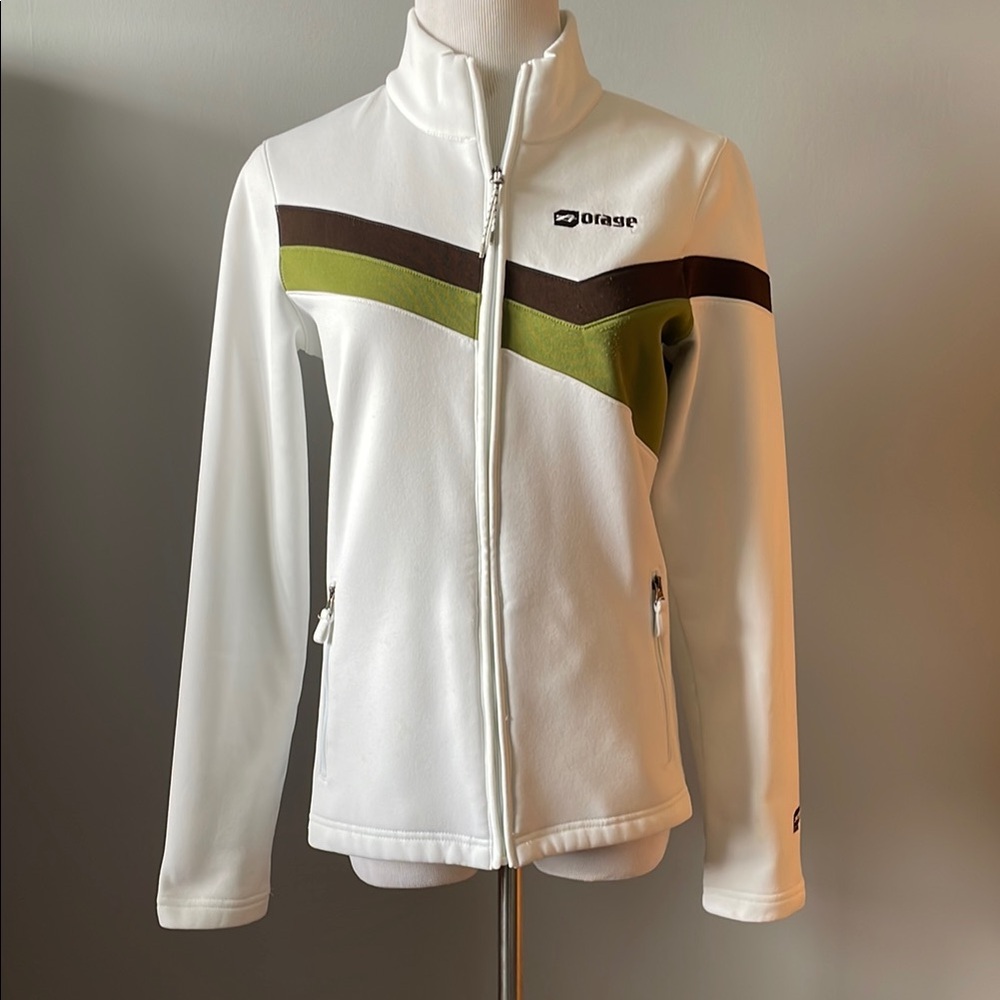 Orage White and Green Ski Jacket with Modern Design